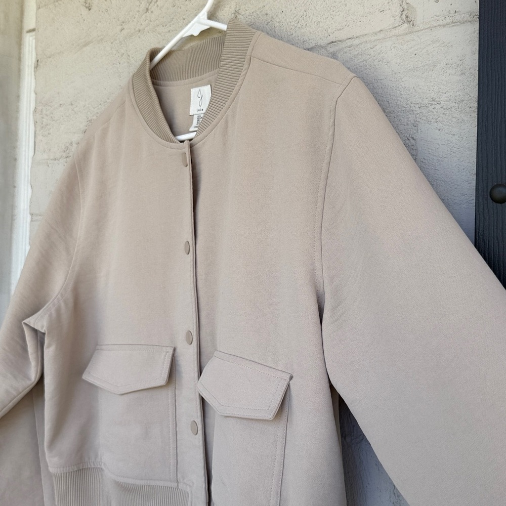 Joie Taupe Bomber Jacket Size Large - Picture 3 of 11